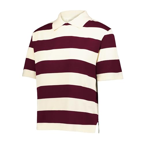Holloway Womens Prep Street Rugby Crop, Alabaster/Vintage Maroon, X-Large