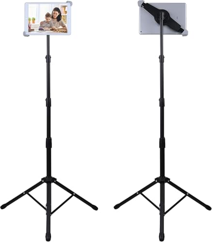 Tripod Stand for iPad, Height Adjustable Floor Stand, Flexible Tablet Mount，360 Degree Rotating Tablet Holder for iPad Pro 12.9, iPad Air and Other Device Within 9.5-14.5 Inch
