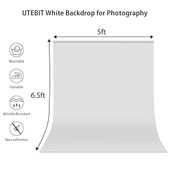 5FTX6.5FT White Backdrop, UTEBIT White Background