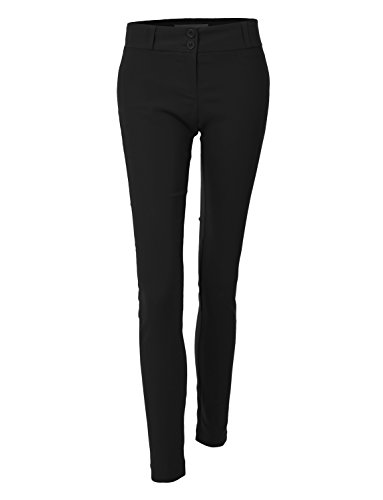 LE3NO Womens Stretchy Mid Rise Slim Leg Office Suit Dress Full Length Pants
