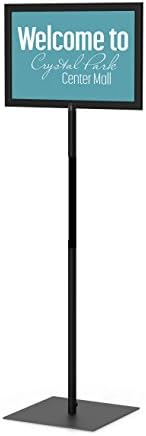 Classic Pedestal Sign Holder Floor Stand Complete Kit: 8.5" X 11" Landscape, Black: Square Steel Base