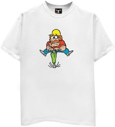 Jackhammer Worker T-Shirt-Mens-White-X-Large