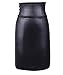 Queenfashion Women's Below Knee Stretch Skinny Faux Leather, Black, Size Medium