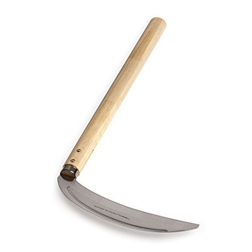 Nisaku NJP130 MIkadukigama Grass and Weeding Sickle, Japanese 7 Curved Blade, 14.25-Inch Polished Hardwood, Stainless Steel/Wood Handle - Thumbnail 5
