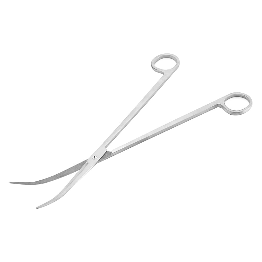 JIHUOO Stainless Steel Aquarium Scissors Fish Tank Plant Scissors Long Curved Aquarium Scissors Aquarium Plant Trimming Scissors Fish Tank Cleaning Tool