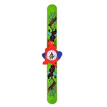 Angelfish Spiderman Standar auto Close Band Green Color Band Kids Watch