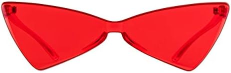 Colorful One Piece Rimless Transparent Cat Eye Sunglasses for Women Tinted Candy Colored Glasses …