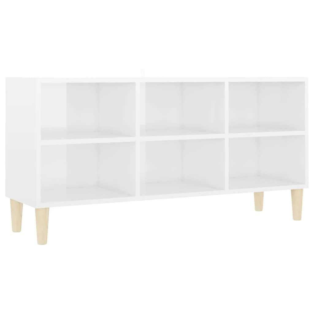 vidaXL-Mueble-TV-Patas-Soporte-Mobiliario-Aparador-Estante-Salon-Sala-de-Estar-Dormitorio-Decoracion-Blanco-Brillante