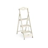 3-step Wood Folding Ladder Stool Cream Finish 48