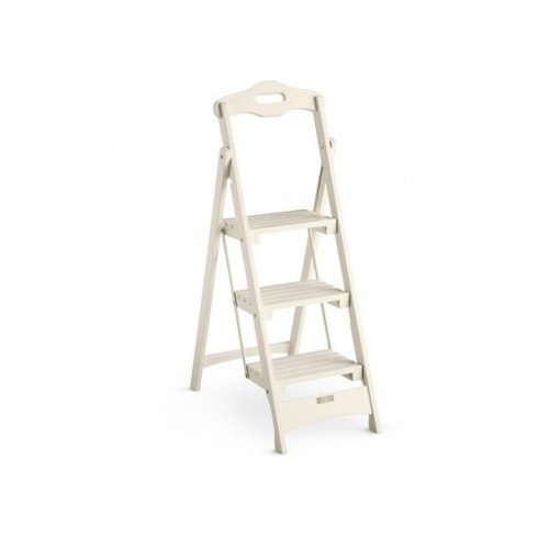 3-step Wood Folding Ladder Stool Cream Finish 48