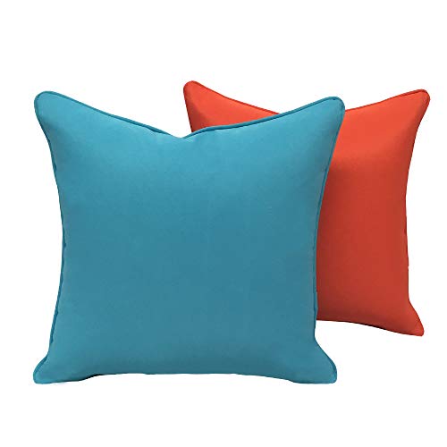 Vanteriam 2 Pack Decorative Outdoor Solid Waterproof Throw Pillow Cover with Piping, Accent Pillow case for Outdoor Patio Furniture Set, Square 18''x18'' Sky Blue - Thumbnail 5