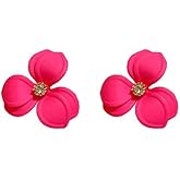 Anmpab Forest Three Petal Flower Stud Earrings for Women Diamond Floral Flower Earrings Statement Jewelry
