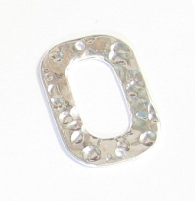 1 pc .925 Sterling Silver Rectangle Hammered Jump Ring Connector 22mm / Findings / Bright