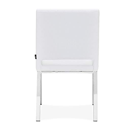 Zuri Modern Fiore Dining Chair in White Leatherette and Chrome Pricepulse