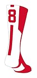 TCK Player Id Red/White Custom Number Crew Sock