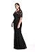 myfeel Women Plus Size Lace Ruched Empire Waist Sweetheart Mermaid Fishtail Cocktail Evening Dress 2X Black