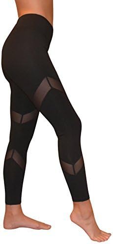Yoggir Women's Leggings X Mesh Yoga Pants (X-Large, Black)