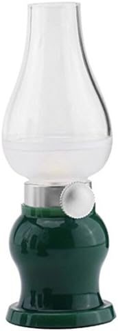 Blowing Control Retro Kerosene LED Desk Lamp Dimmable USB Rechargeable dark green 0-5W