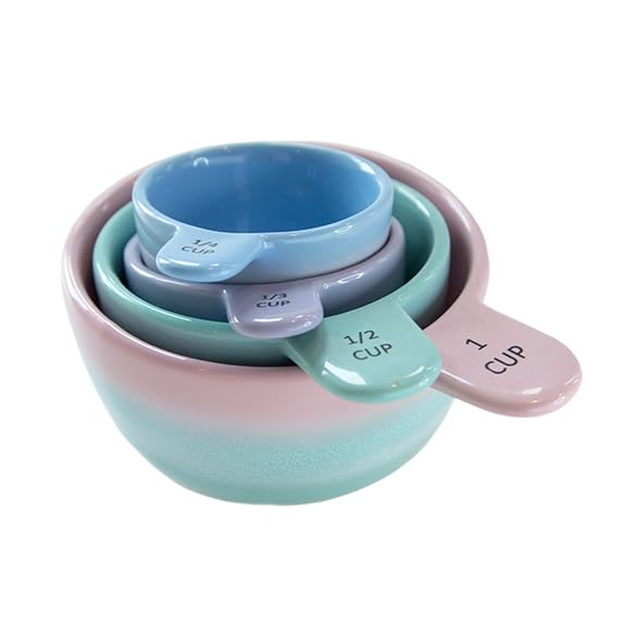 Sass & Belle Pastel Ombre Measuring Cups in Pink & Green – Perfect Measuring Spoons for Baking, Colourful Nesting Kitchen Utensils for Cooking, Decorative Gift for Home Bakers