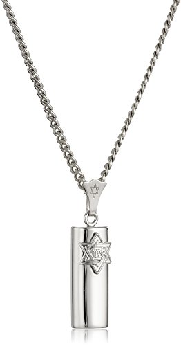 Sterling Silver and Stainless Steel Mezuzah Medal, 20"