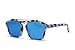 SOJOS Square Fashion Women Mirrored Lens Abstract Sunglasses SJ2003 with Blue Frame/Blue Mirrored Lens
