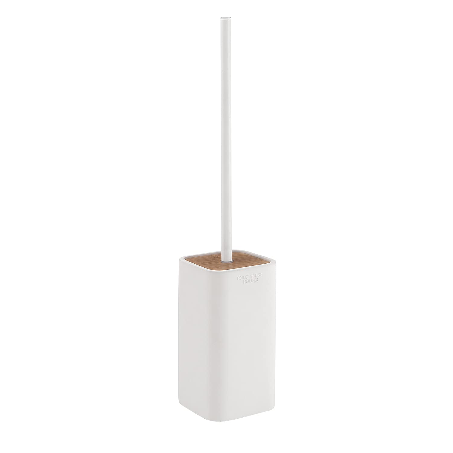 Gedy Melbourne, Dimensions and Weight: 46.2 x 9.3 x 9.3 cm & 0.8 kg, Toilet Made of Resin, White and Bamboo Finish, Bathroom Brush Design by R&S, 2 Year Warranty, Beech, Unica