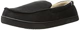 Isotoner Men’s Microsuede Moccasin Slippers, Black, Large/9.5-10.5 M US
