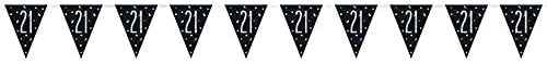 Unique Party 83425-9ft Glitz Black & Silver 21st Birthday Bunting Banner, Age 21 - Image 3