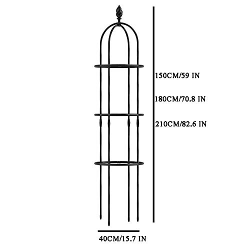 PLHMS Rankhilfe Obelisk, Obelisken freistehende Ranksäule für Garten, 210 cm Metall Rankgitter Rosenpyramide Rosenturm… – Bild 3