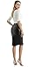 HRMSIUKB Women's Black Faux Leather Pencil Skirt with Slit High Waist Knee Length Slim Skirt (Medium)
