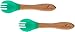 Avanchy Baby Fork Set, Bamboo and Silicone Spork Utensils, Toddler Baby Led Weaning Silverware Cutlery Flatware, Kids First Self Feeding, 2 Pack, Green