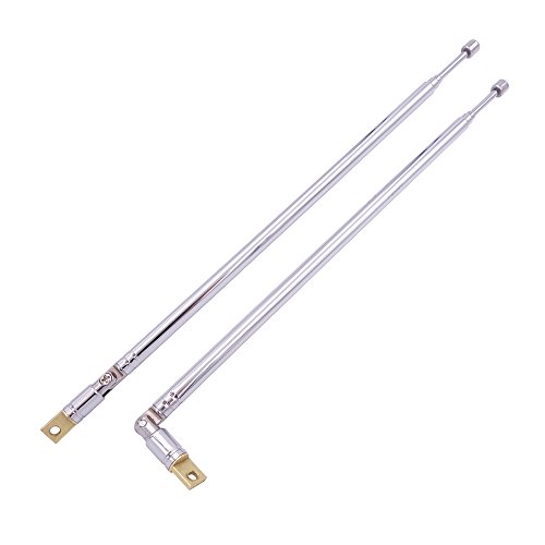 Fancasee (2 Pack) AM FM Radio Antenna Stainless Steel 4-Sections Telescopic Radio Antenna for AM FM Radio Receiver TV and More (24 inch)