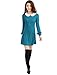 Allegra K Women Peter Pan Dress Bracelet Sleeve Button Down Back Short Dresses X-Large / US 18 Turquoise