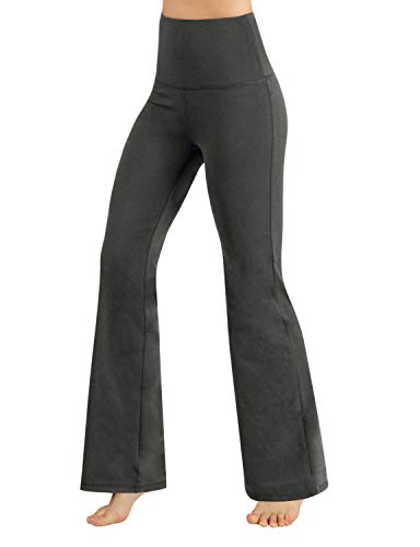 ODODOS Women’s High Waist Boot-Cut Yoga Pants Tummy Control Workout Non See-Through Bootleg Yoga Pants,Gray,Large