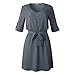 Hotkey Womens Summer Dress Casual Solid Half Sleeve Dress Shirt Dress Evening Party Dress Sundress Cocktail Party Dress Graythumb 3
