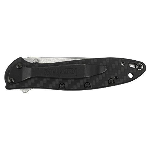 Kershaw Leek Carbon Fiber Stonwash Pocketknife, 3" CPM 154 Steel Blade