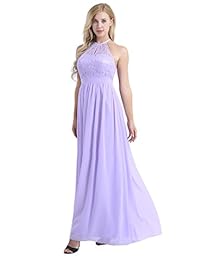 Tiaobug Mujeres Halter Encaje Floral Sin Mangas Chifón elegante dama vestido