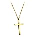 Simple Smooth Cross Pendant Necklace Fashion Jewelry 18-Inch (Small Gold Plated)