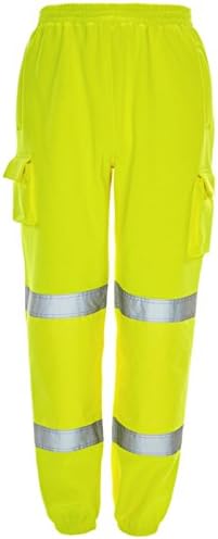 HI VIZ VIS JOGGING BOTTOMS WORK WEAR THICK TROUSERS SAFETY JOGGERS SWEAT PANTS