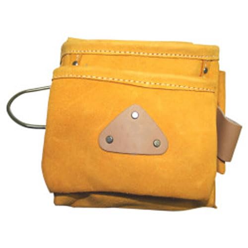 4+2 Genuine Leather Carpenter's Electrician Tool Bag 4 Pockets (1 Large, 1 Medium and 2 Small) and 2 Hammer Loops, 1 Metal Hook for Hammer, Tool Bag for Manual Tools