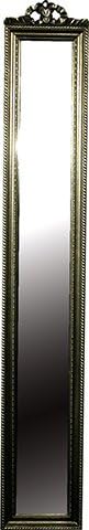 PDG Antique Silver Full Length Slim Ribbon Wall Mirror ~ Bevelled Glass