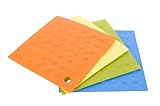 MIU France Set of 4 Silicone Pot Holders, Orange, Yellow, Green and Blue