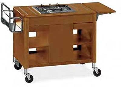 Service trolley flambé structure in solid wood metal trolleys