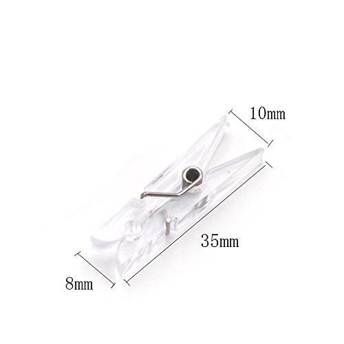 50Pcs Utility Paper Clip Clamps,Plastic Clear Color Spring Hanging Photo Clips - Thumbnail 2