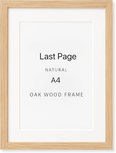 Last Page® Oak Wood Picture Frams - Minimalist A4 Oak Wood Frames, 21 * 29.7cm Picture Frame Wood, Natural Solid Wooden Picture Frames for Wall Art Photo and Prints(1 Pack) (A4)
