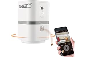SKYMEE Petalk AI II Dog Camera Automatic Treat Dispenser, 5G WiFi Full HD Pet Camera with 180° Pan Full-Room View,Night Vision,Two Way Audio for Dogs and Cats,Compatible with Alexa (Support 5G WiFi)