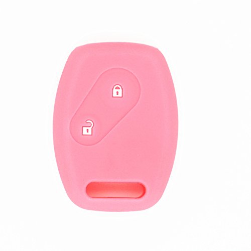 WFMJ Pink 2 Buttons Key Case Keyring Cover Chain for Honda Civic Accord pilot Fit CRV Ridgeline Jazz FRV Insight Civic CR-Z S2000 Stream Crosstour HRV Odyssey
