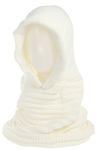 Angela & William Unisex Handmade Warm Hooded Scarf and Poncho Pullover (White)