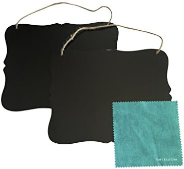 UBEC Black Vintage Chalkboard Sign with Jute String and Cleaning Cloth- 2 Pack