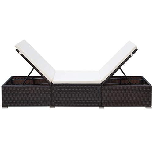 Tidyard Sonnenliege Rattan mit Auflage Gartenliege Liegestuhl Rattanliege Outdoor Sonnenstuhl Gartenmöbel Relaxliege für Garten Balkon Terrasse Schwimmbad, Braun – Bild 7